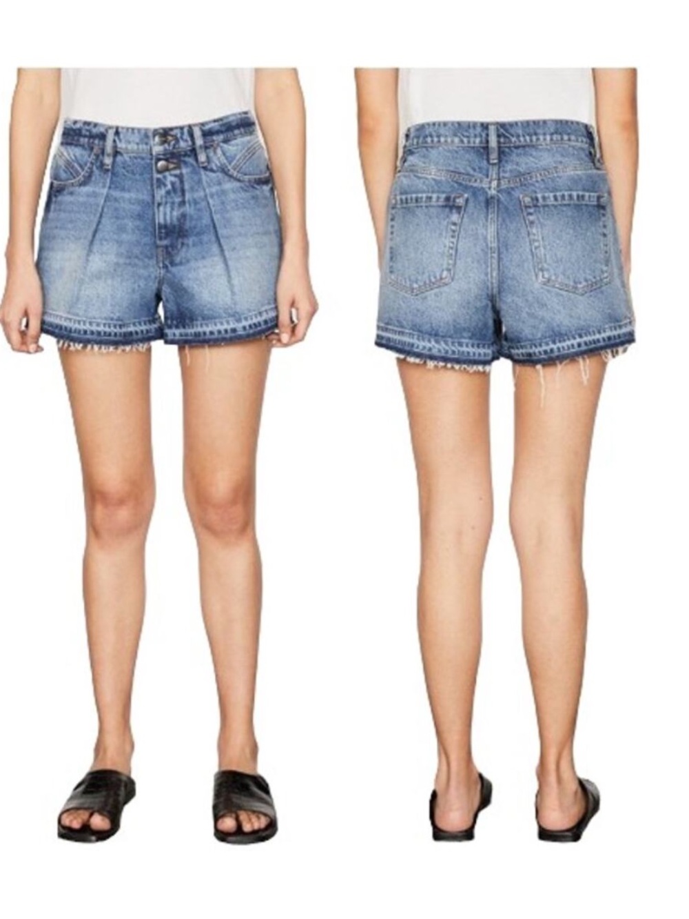 Frame Denim Mosaic Pleat shorts Raw Hem Sz 31 /Large